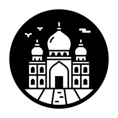 Taj mahal icon in filled style 