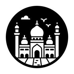 Badshahi mosque icon in solid style