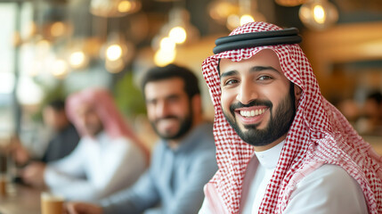 Obraz premium Smiling Arab man in national dress