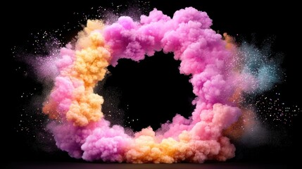 Colorful Smoke Circle on Black Background