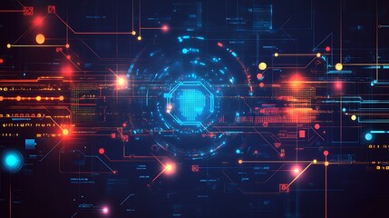 Obraz premium Abstract digital network with glowing lines and data.
