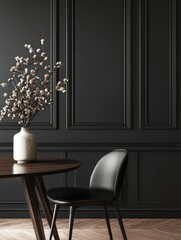 Elegant Interior. Classic Dining Room with Modern Twist and Empty Wall in Luxurious Setting