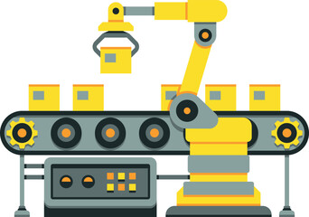 Hydraulic arm on industrial assembly line. Factory production
