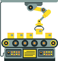 Fototapeta premium Assembly line on automatic factory. Industrial production concept