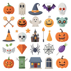 Fototapeta premium Halloween element collection on white background