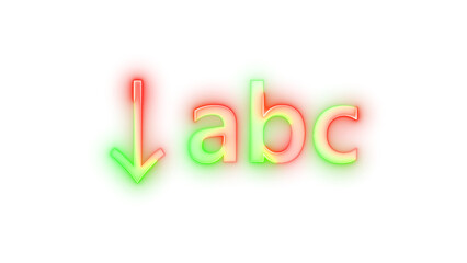 Neon icon down shift key symbol green red color transparent background