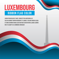 Luxembourg ribbon flag with Monument silhouette and decoration