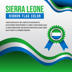 Sierra Leone ribbon flag with flag badge and decoration