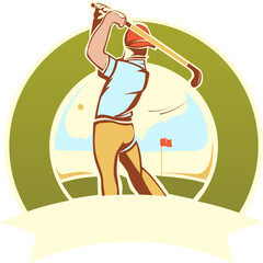 Golf club logo in retro style. Sport tournament emblem