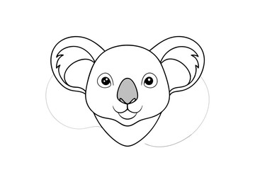 Koala Head Line Art Vector | Simple and Elegant Line Drawing of Koala