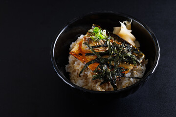 Saba Shioyaki Grill Saba fish japanese food isolate in black background