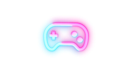 Fototapeta premium Glowing symbol icon, Neon icon game control symbol blue red color transparent background