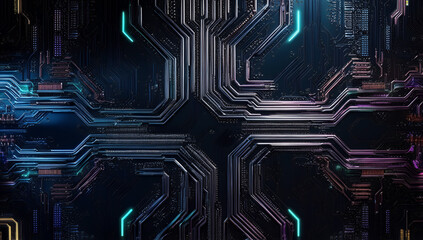 Obraz premium futuristic black circuit board background
