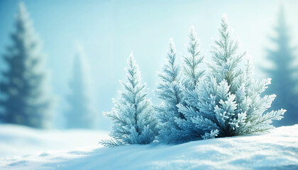 Fototapeta premium snow covered pine trees