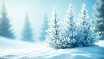 Fototapeta premium snow covered pine trees
