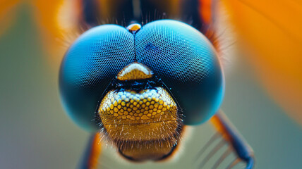 Extreme close up shot of dragonflys compound eye, showcasing intricate details and vibrant colors. image captures beauty and complexity of natures design