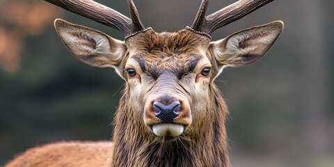 Fototapeta premium Wild Deer Staring Intently at Camera in Field