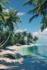 Obraz premium Beach scene with palm trees and clear water