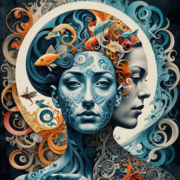 Abstraktion Die Gedanken sind hell, die Gedanken dunkel 1х1. Hintergrund f&uuml;r das Design 7.