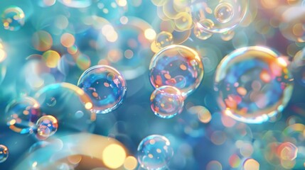 A collection of colorful bubbles drifting through the air