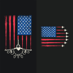American flag Vintage t-shirt design. USA Air Force Aircraft  Patriot Jet Fighter T Shirt.