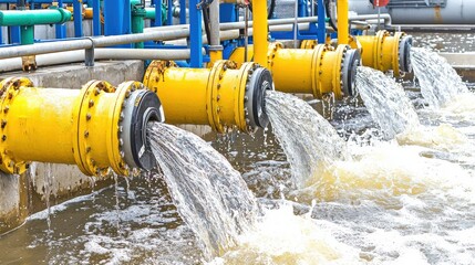 Industrial Water Treatment Facility with Flowing Pipes