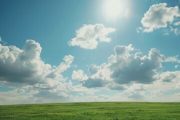 Obraz premium A serene scene with lush green grass and a clear blue sky, perfect for outdoor and nature-related uses