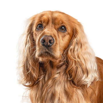 Portrait of a English cocker spaniel isolated on white background