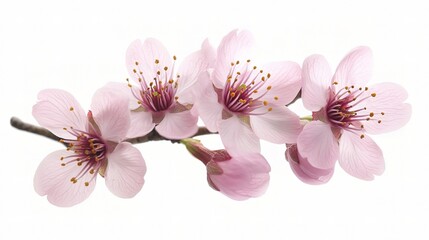 Delicate Pink Cherry Blossom Branch in Full Bloom
