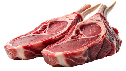 Fresh lamb chops on a white background as transparent PNG