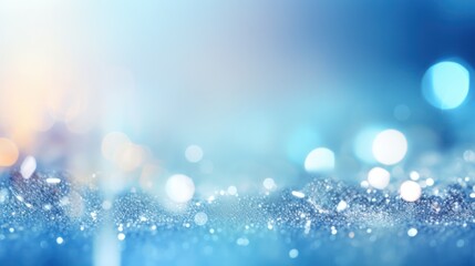 Fototapeta premium Abstract Blue Glitter Background with Bokeh Lights