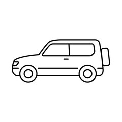 Off-road vehicle icon. Suv. Black outline linear silhouette. Editable strokes. Side view. Vector simple flat graphic illustration. Isolated object on white background. Isolate.