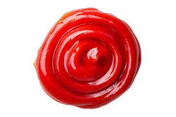 Ketchup sauce seen from above. Transparent background