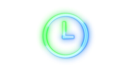 Neon icon recent symbol blue green color transparent background