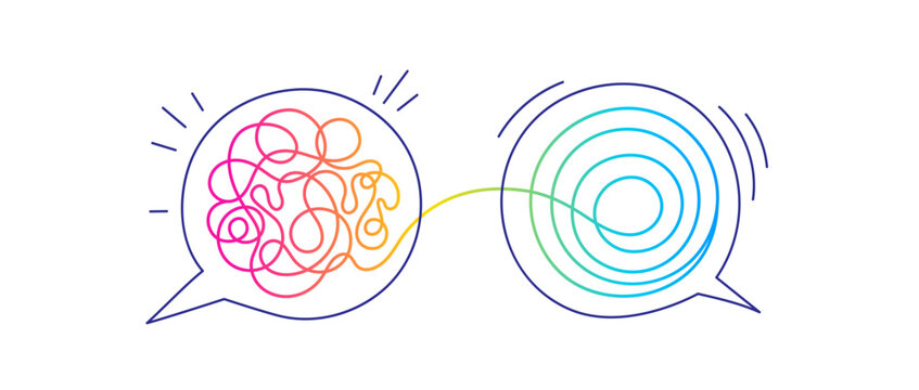 Tangle of thoughts. Speech bubbles icon. Idea sign