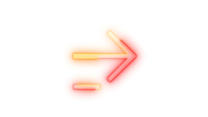 Neon icon right arrow key time symbol brown red color transparent background