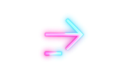 Neon icon right arrow key time symbol pink cyan color transparent background