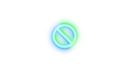 Neon icon signal not connected symbol blue green color transparent background