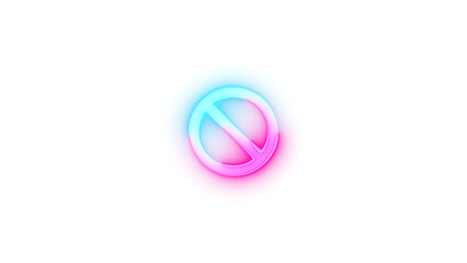 Neon icon signal not connected symbol pink cyan color transparent background