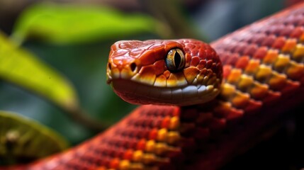 Fototapeta premium Close-Up of a Red and Yellow Snake's Head