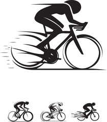 Fototapeta premium Dynamic Cyclist Silhouettes: Speed and Motion in Minimalist Design