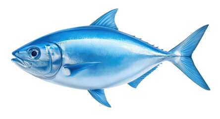 Fototapeta premium A vibrant blue fish on a white isolated background.
