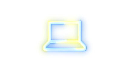 Neon icon system device symbol blue yellow color transparent background