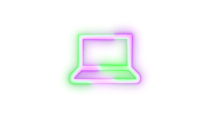 Neon icon system device symbol purple green color transparent background