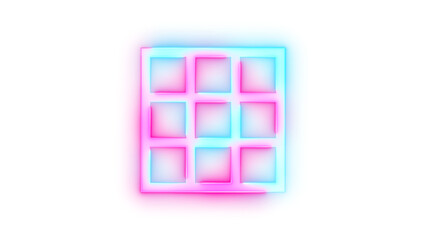 Neon icon tilt down symbol pink cyan color transparent background