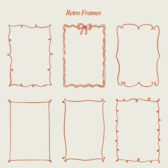 Retro Hand Drawn Vector Frames for cards, wedding invitations, poster.