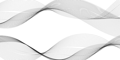 Abstract wavy grey technology lines on transparent background.  Abstract gray curved line for banner design and frequency sound wave line.

