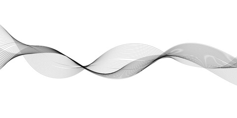 Abstract Gray wavy business and banner curve line background. Digital future technology concept. Line art striped graphic template, banner background. Vector illustration.