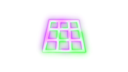 Neon icon tilt up symbol green purple color transparent background