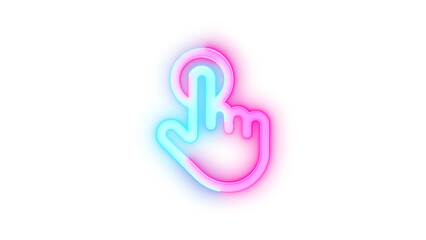 Neon icon touch symbol pink cyan color transparent background